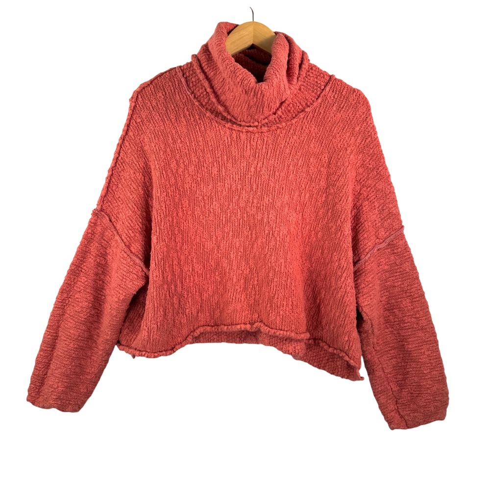Free People Big Easy Cowl Neck Cropped Pullover boho oversized sz S